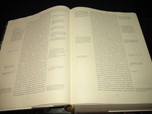 Dreispaltiger Satz von 'Zettel's Traum' (S. 62 - 63 der Bargfelder Ausgabe)